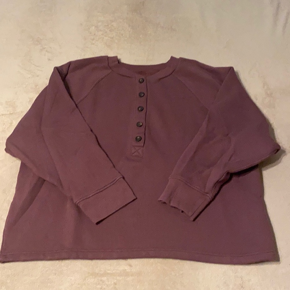 Madewell Cropped Henley Sweatshirt, L